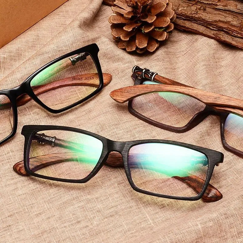 Men's Square Full Rim Wood Prescription Glasses 5601d — view 8 | Rx Spectacle