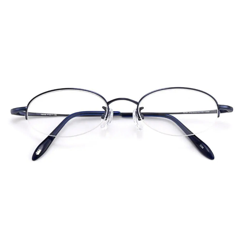 Women's Oval Semi-Rimless Titanium Prescription Glasses W8005 — view 5 | Rx Spectacle