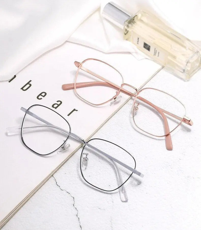 Unisex Polygon Full Rim Titanium Prescription Glasses 9026JY — view 10 | Rx Spectacle