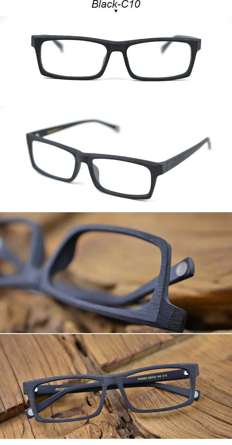 Men's Rectangular Full Rim Wood Prescription Glasses Ps8005 — view 10 | Rx Spectacle