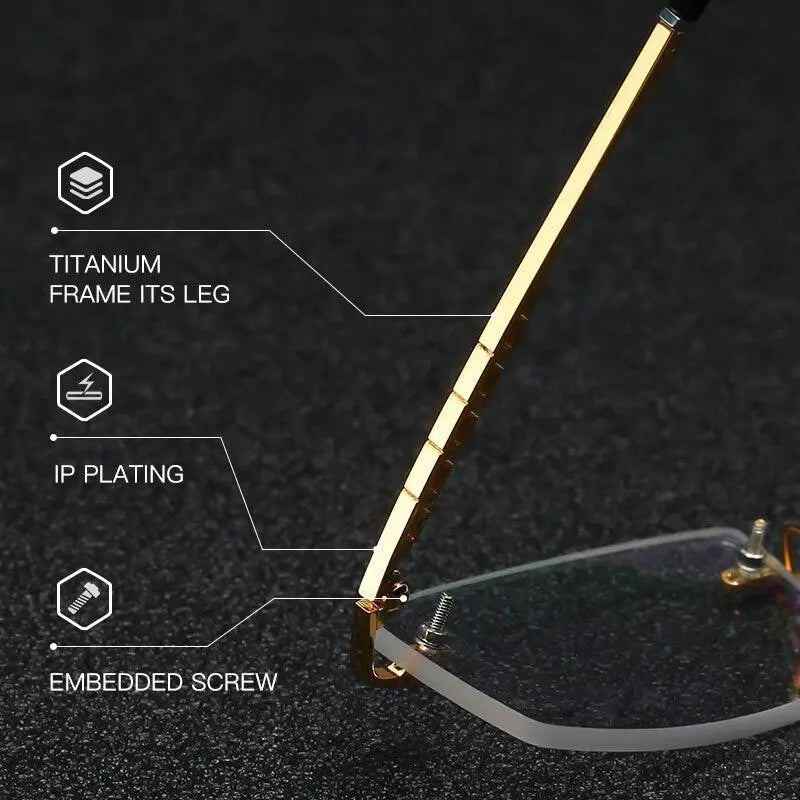 Unisex Square Rimless Titanium Prescription Glasses 58076 — view 4 | Rx Spectacle