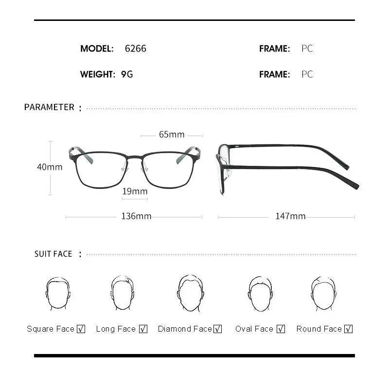 Men's Square Full Rim Alloy Prescription Glasses P6266 — view 3 | Rx Spectacle
