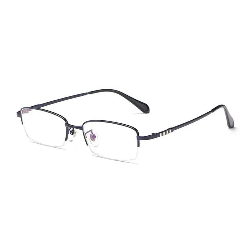 Men's Rectangular Semi-Rimless Titanium Prescription Glasses 9071 — view 3 | Rx Spectacle