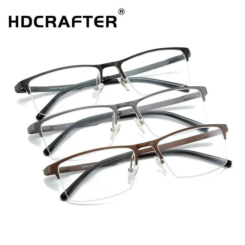 Men's Square Semi-Rimless Titanium Prescription Glasses P6342 — view 5 | Rx Spectacle