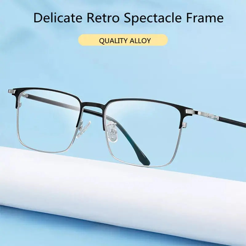 Unisex Square Full Rim Alloy Reading Glasses 39143 — view 1 | Rx Spectacle