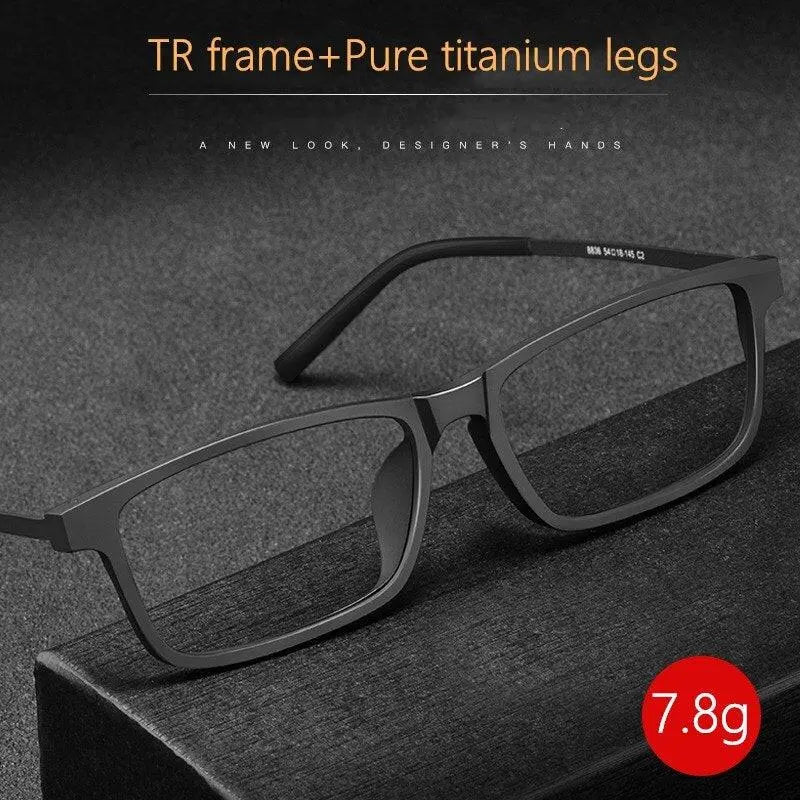 Men's Square Full Rim Titanium Prescription Glasses 8836X — view 8 | Rx Spectacle