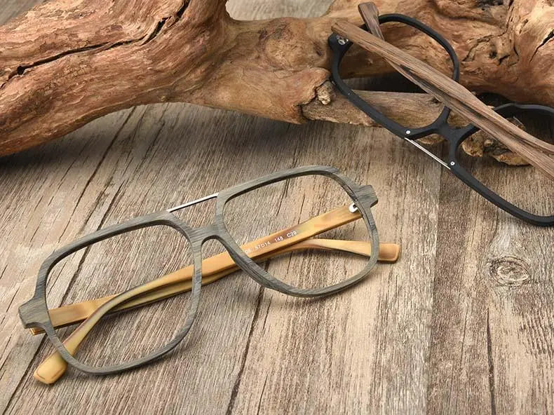 Unisex Square Full Rim Wood Oversized Prescription Glasses Ps8210 — view 11 | Rx Spectacle