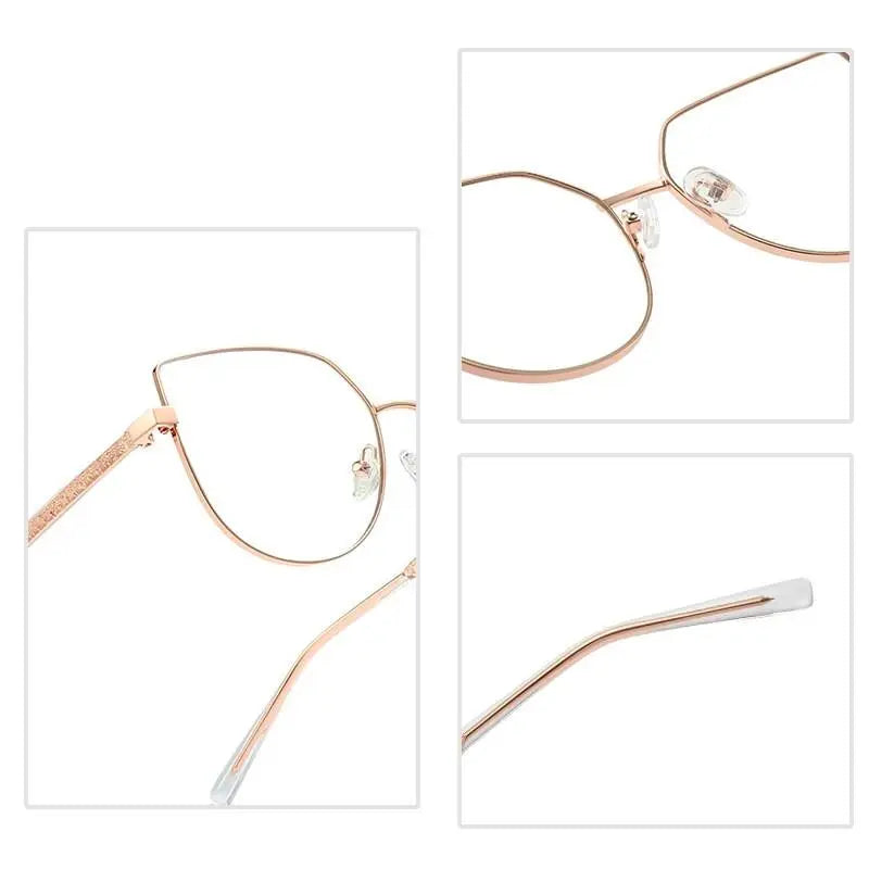 Women's Cat Eye Full Rim Alloy Prescription Glasses 3007 — view 9 | Rx Spectacle
