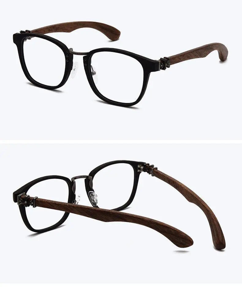 Unisex Round Full Rim Wood Prescription Glasses 7473d — view 11 | Rx Spectacle
