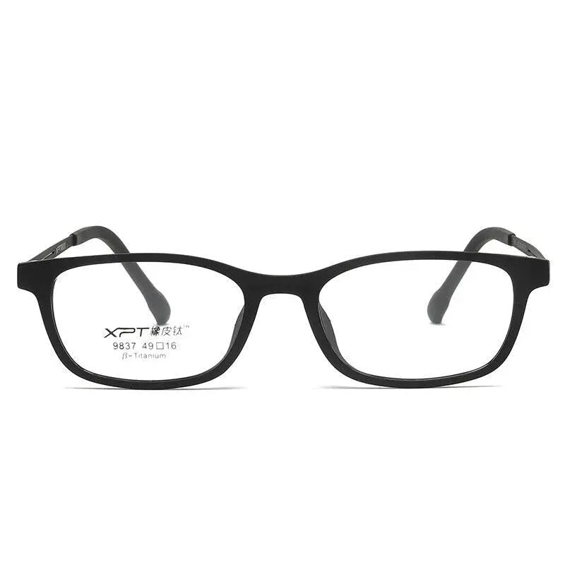 Unisex Square Full Rim Titanium Prescription Glasses 9837 — view 4 | Rx Spectacle