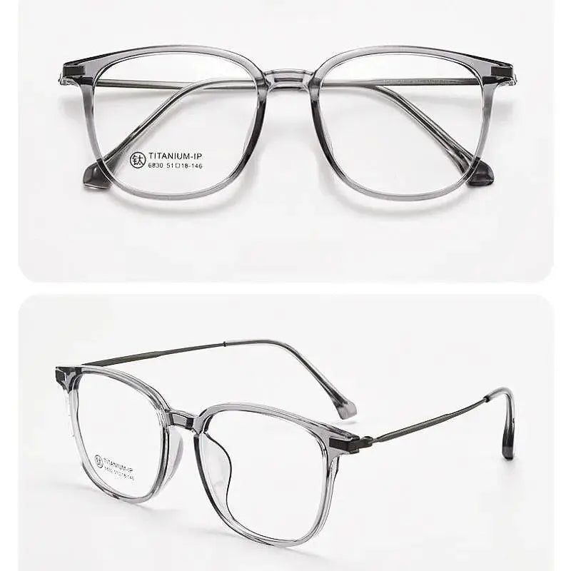 Unisex Square Full Rim Titanium Prescription Glasses 6830 — view 12 | Rx Spectacle