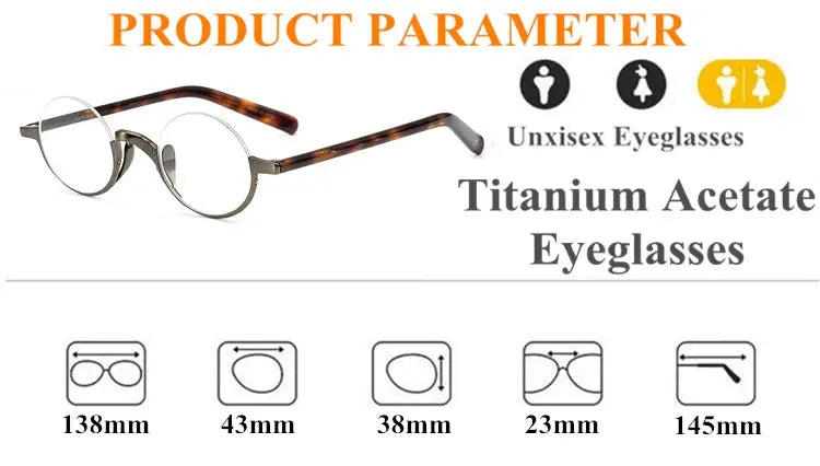Unisex Round Semi-Rimless Titanium Prescription Glasses N80 — view 10 | Rx Spectacle