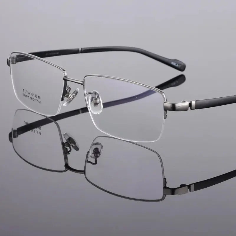 Men's Rectangular Semi-Rimless Titanium Prescription Glasses 891100 — view 3 | Rx Spectacle