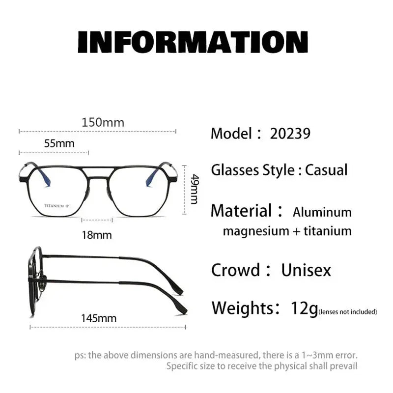 Men's Oval Full Rim Titanium Prescription Glasses 20239 — view 2 | Rx Spectacle