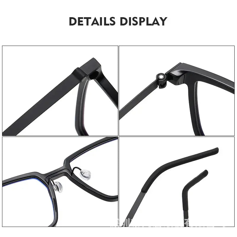 Unisex Square Full Rim Titanium Oversized Prescription Glasses D844 — view 6 | Rx Spectacle