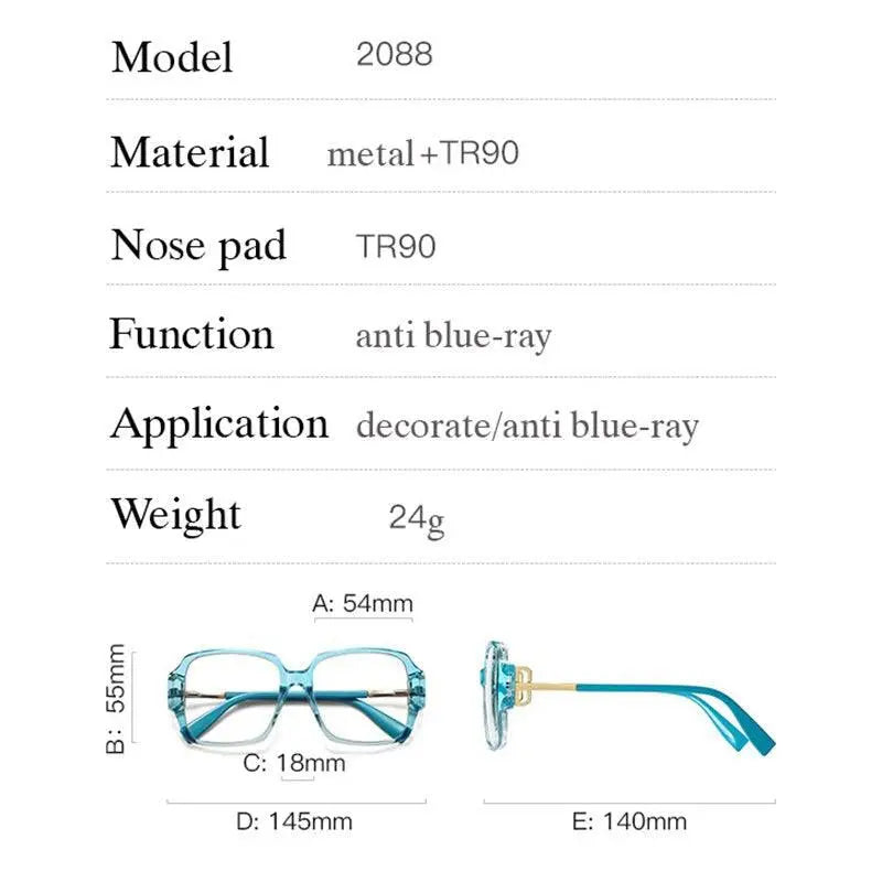 Women's Square Full Rim Acetate Prescription Glasses 2099 — view 10 | Rx Spectacle