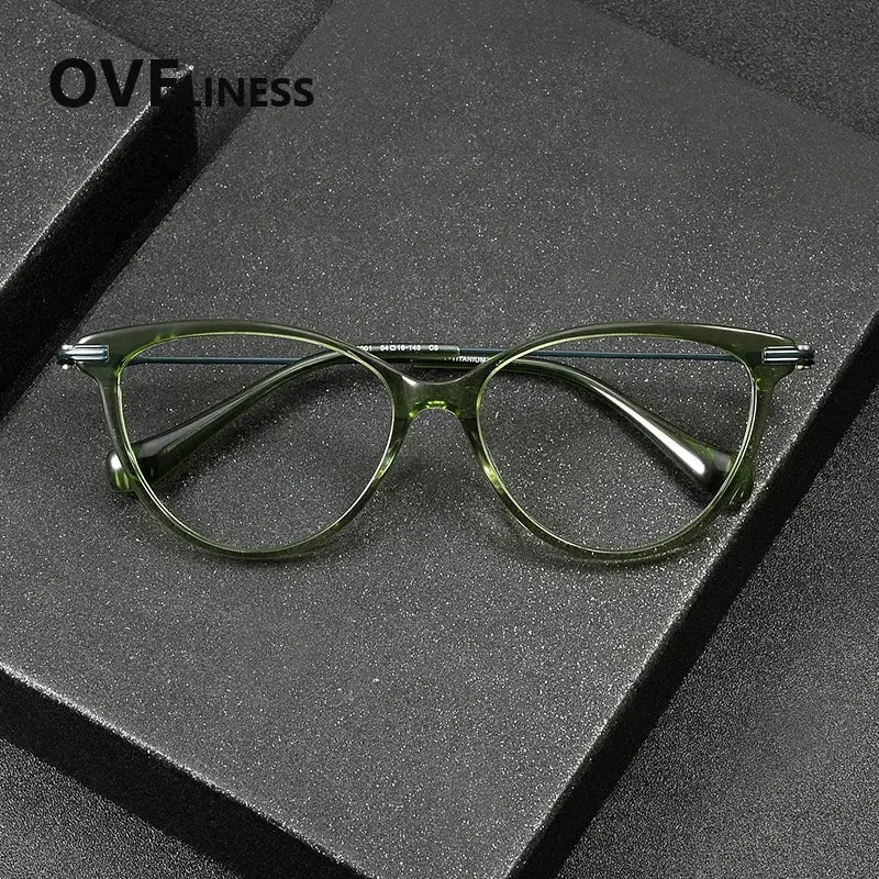 Women's Cat Eye Full Rim Titanium Prescription Glasses 900001 — view 2 | Rx Spectacle