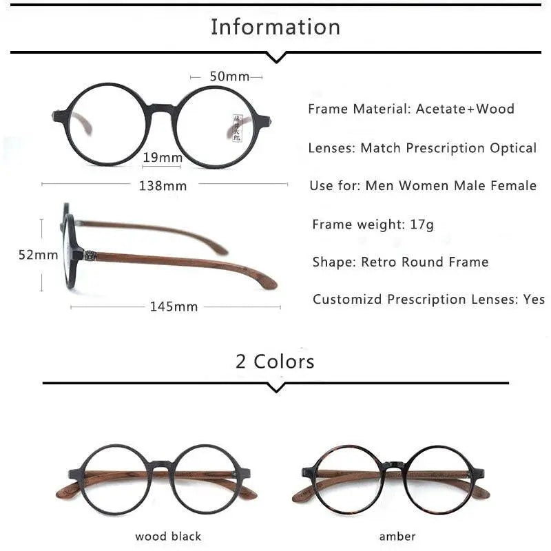 Unisex Round Full Rim Wood Prescription Glasses Ft3590 — view 4 | Rx Spectacle