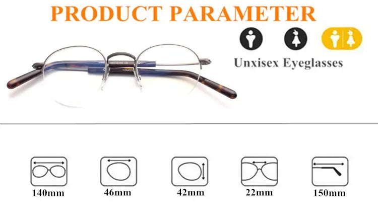 Unisex Oval Semi-Rimless Titanium Prescription Glasses 517110 — view 2 | Rx Spectacle