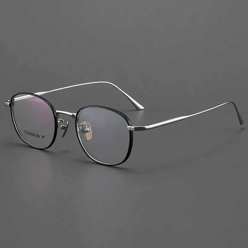 Unisex Round Full Rim Titanium Prescription Glasses Y4921 — view 7 | Rx Spectacle