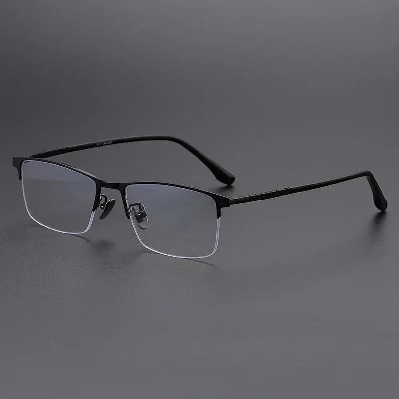 Men's Square Semi-Rimless Titanium Prescription Glasses 89187 — view 6 | Rx Spectacle