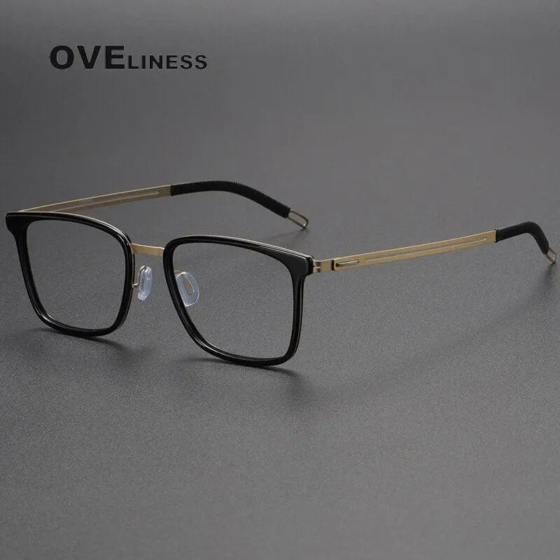 Unisex Square Full Rim Titanium Screwless Prescription Glasses 8202305 — view 4 | Rx Spectacle