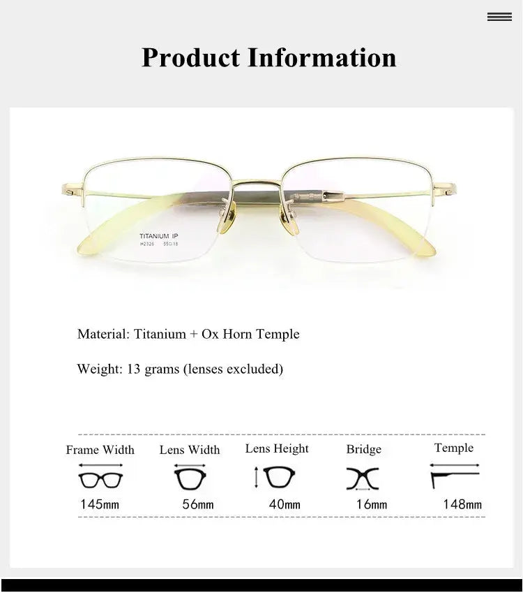 Unisex Square Semi-Rimless Titanium Prescription Glasses 312326 — view 2 | Rx Spectacle