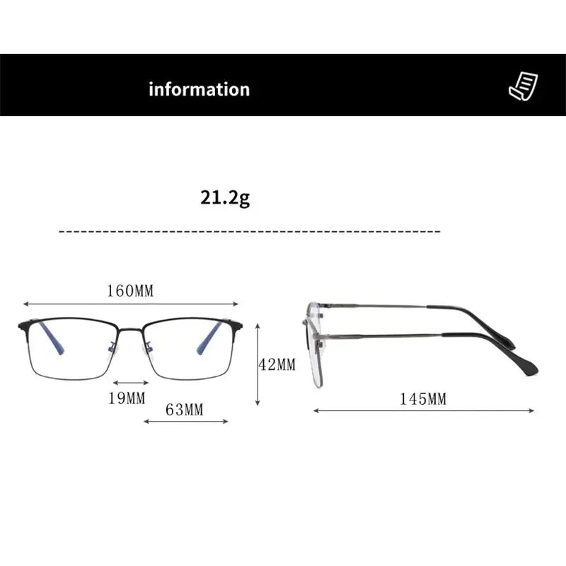 Men's Square Full Rim Titanium Oversized Prescription Glasses 101951 — view 4 | Rx Spectacle