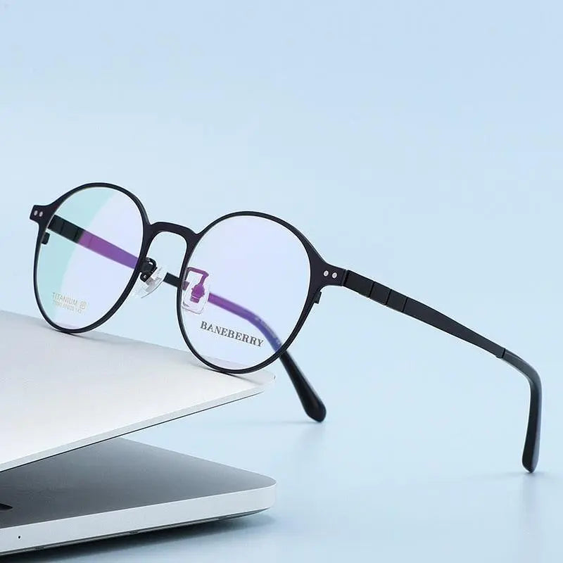 Unisex Round Full Rim Titanium Prescription Glasses 71080 — view 1 | Rx Spectacle
