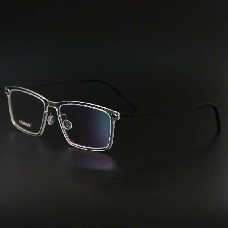 Unisex Square Full Rim Titanium Screwless Prescription Glasses 6544ND — view 5 | Rx Spectacle