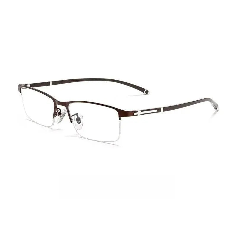 Men's Square Semi-Rimless Alloy Prescription Glasses P9212 — view 8 | Rx Spectacle