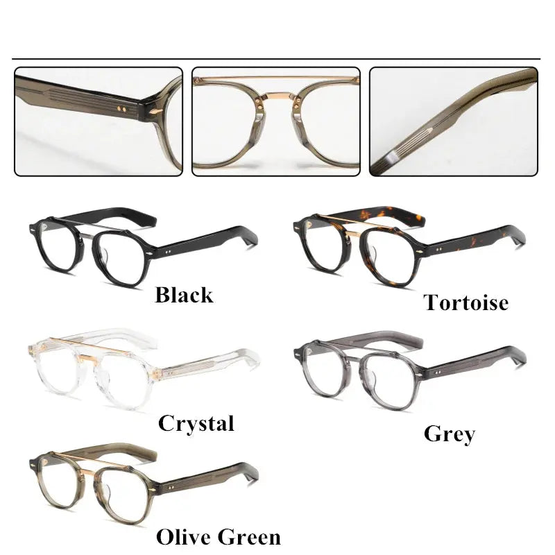 Unisex Oval Full Rim Acetate Double Bridge Prescription Glasses 63468 — view 2 | Rx Spectacle