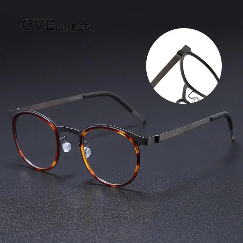 Men's Round Full Rim Titanium Prescription Glasses 9704 — view 8 | Rx Spectacle