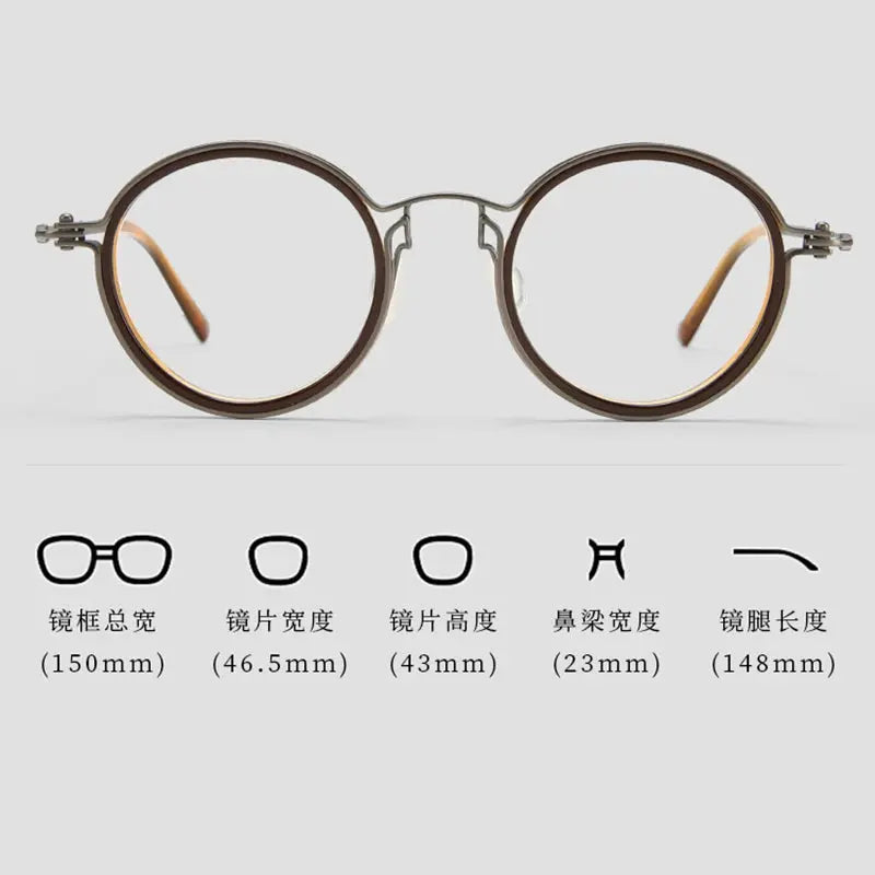 Unisex Round Full Rim Titanium Oversized Prescription Glasses 635860 — view 2 | Rx Spectacle