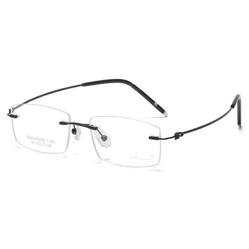 Unisex Rectangular Rimless Titanium Prescription Glasses 8581 — view 4 | Rx Spectacle