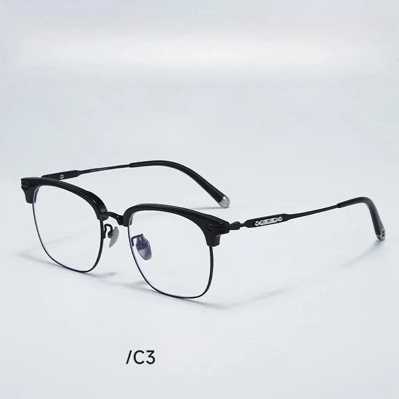 Unisex Square Full Rim Titanium Prescription Glasses 122214 — view 5 | Rx Spectacle