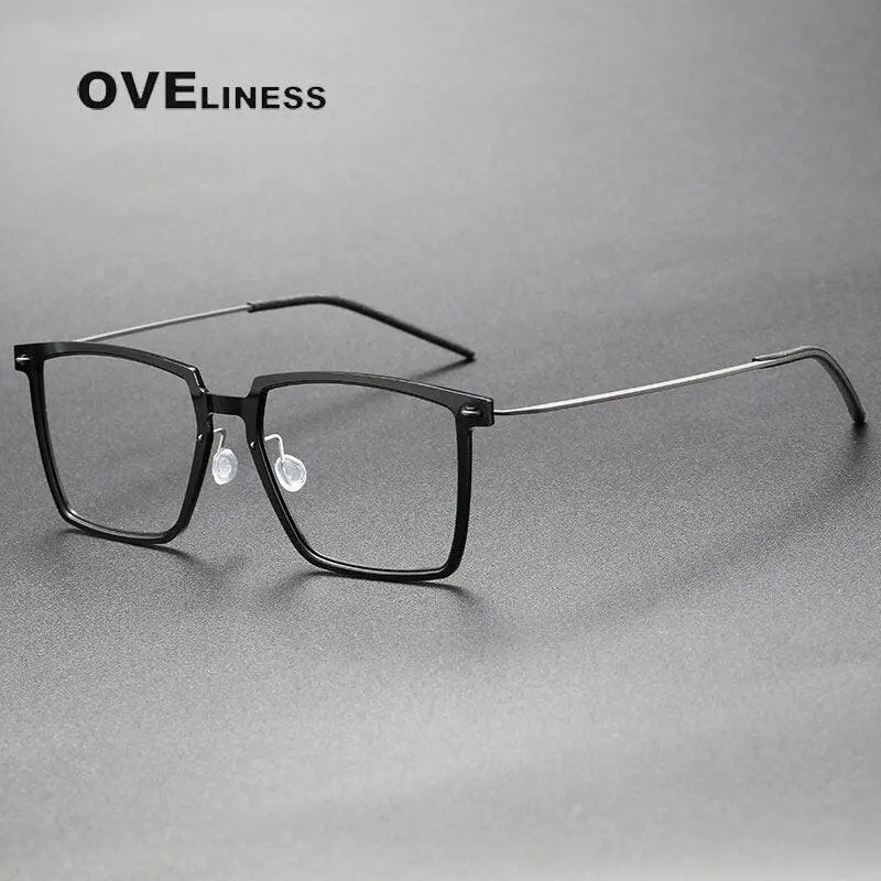 Unisex Square Full Rim Titanium Prescription Glasses — view 3 | Rx Spectacle