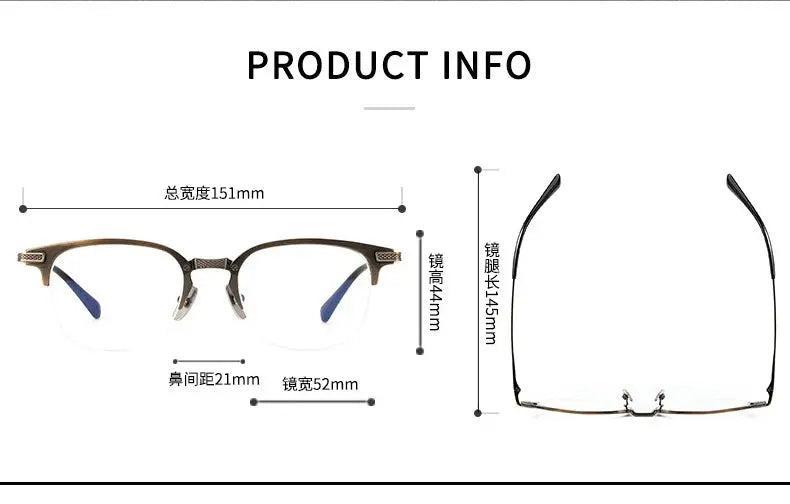 Unisex Square Semi-Rimless Titanium Oversized Prescription Glasses 396424 — view 2 | Rx Spectacle