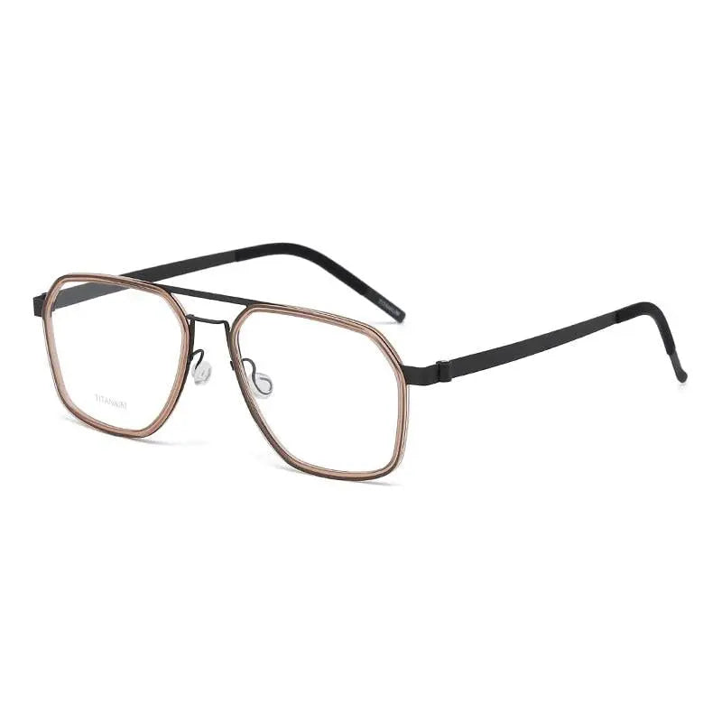 Unisex Polygon Full Rim Titanium Double Bridge Prescription Glasses 9753 — view 5 | Rx Spectacle