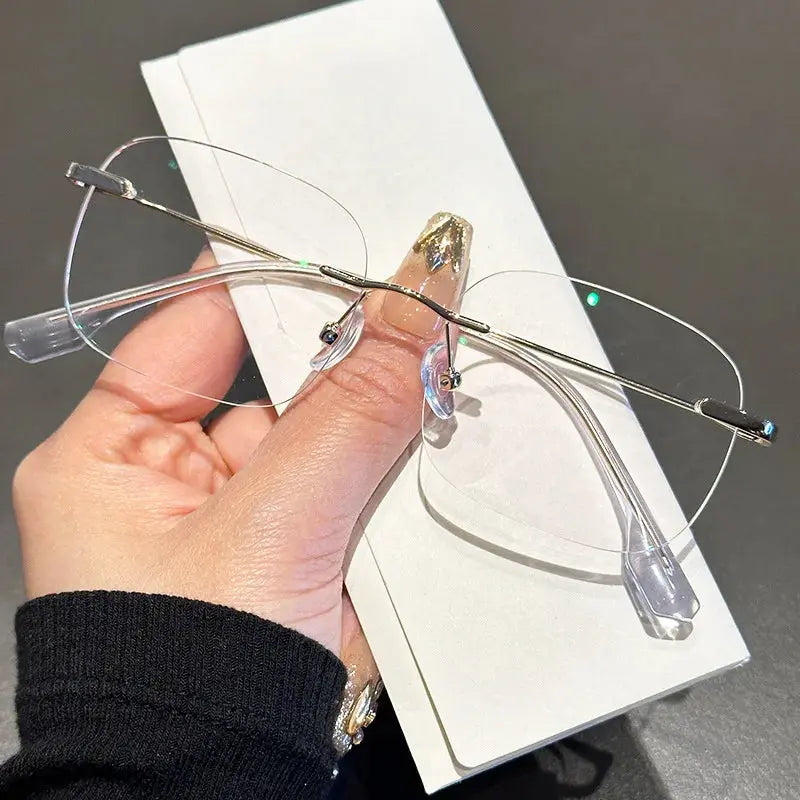 Women's Square Rimless Alloy Prescription Glasses 31315 — view 3 | Rx Spectacle