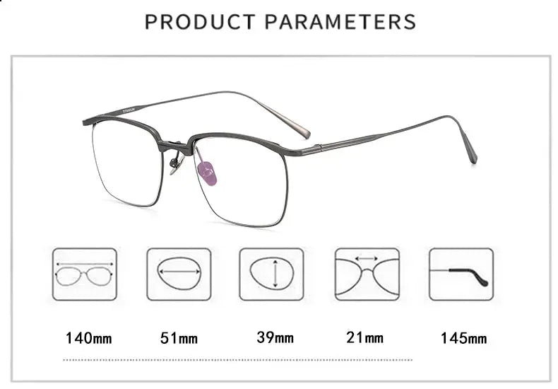 Men's Browline Full Rim Titanium Prescription Glasses 63145 — view 2 | Rx Spectacle