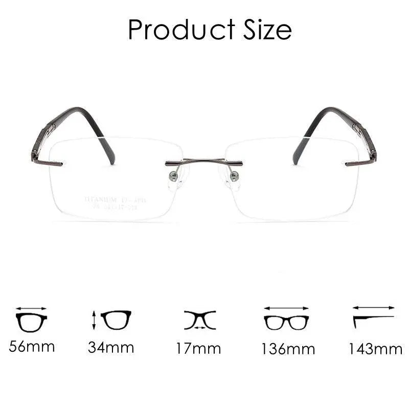 Men's Square Rimless Titanium Prescription Glasses Z9WK — view 8 | Rx Spectacle