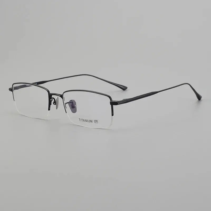 Unisex Square Semi-Rimless Titanium Prescription Glasses 195145 — view 6 | Rx Spectacle