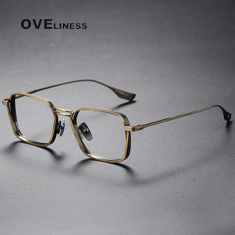 Unisex Square Full Rim Titanium Double Bridge Prescription Glasses Dlx125 — view 3 | Rx Spectacle