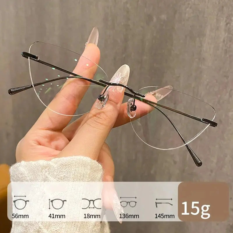 Women's Cat Eye Full Rim Titanium Flat Top Prescription Glasses 30944 — view 5 | Rx Spectacle