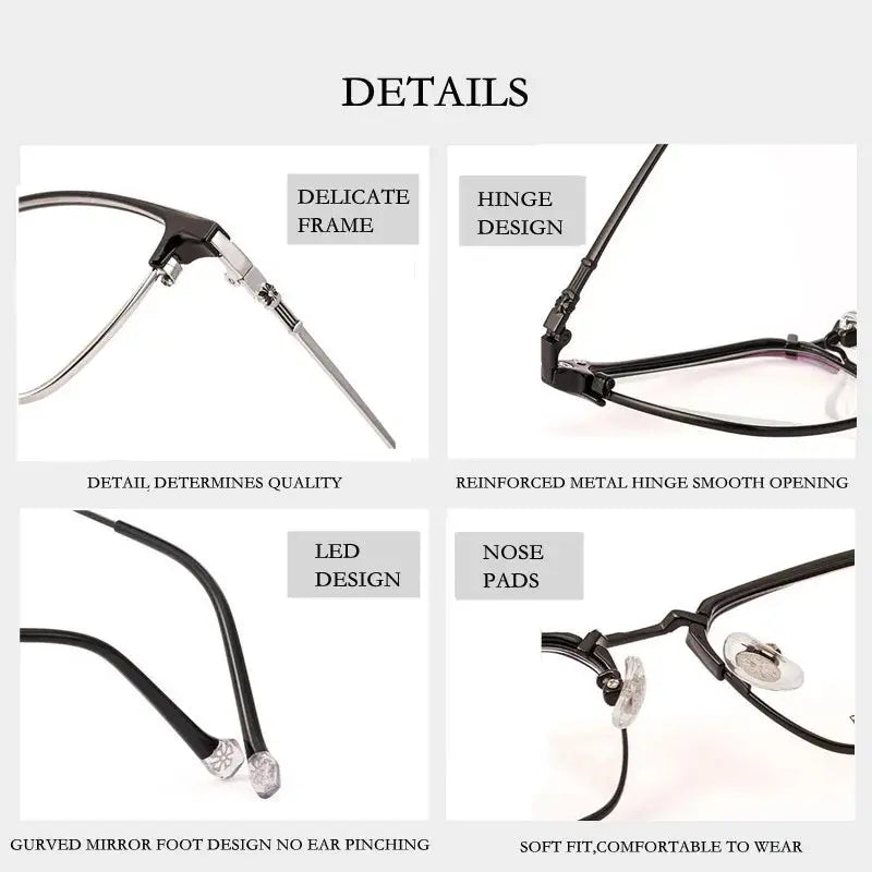 Unisex Square Full Rim Titanium Reading Glasses 8628 — view 5 | Rx Spectacle