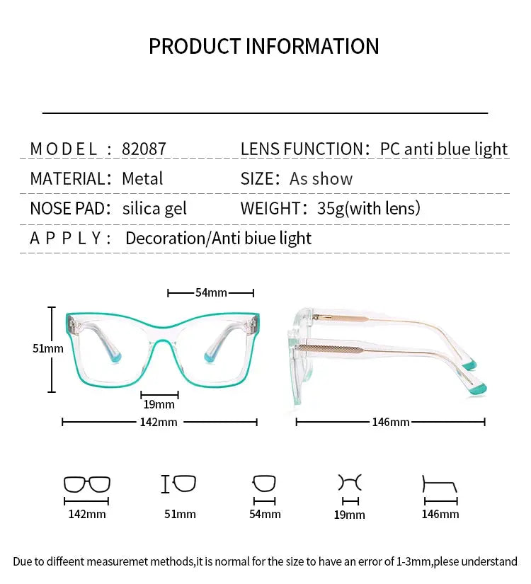 Women's Cat Eye Full Rim TR90 Prescription Glasses 82087 — view 2 | Rx Spectacle