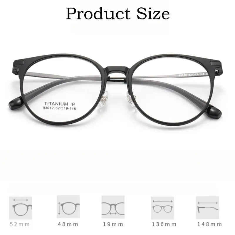 Unisex Round Full Rim Titanium Clip-On Prescription Glasses Y93012 — view 3 | Rx Spectacle