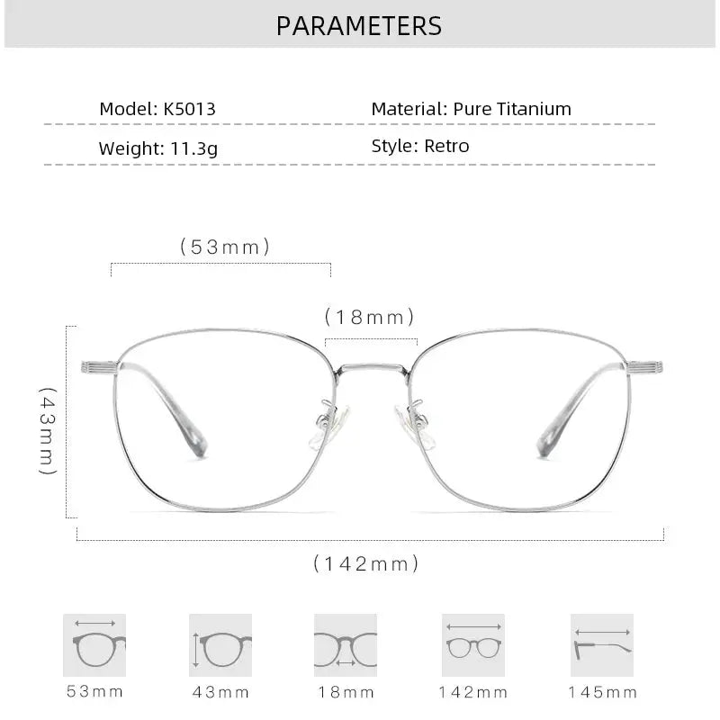 Women's Square Full Rim Titanium Prescription Glasses 5013 — view 4 | Rx Spectacle