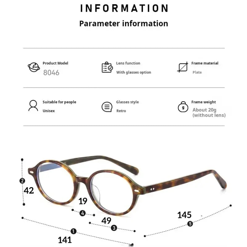 Unisex Round Full Rim Acetate Prescription Glasses 78046 — view 2 | Rx Spectacle